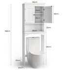 Elegante estante de almacenamiento sobre el inodoro con 3 estantes ajustables, armario de baño independiente (167 X 60 X 23 Cm) con puertas dobles, maximiza el espacio y la organización en blanco