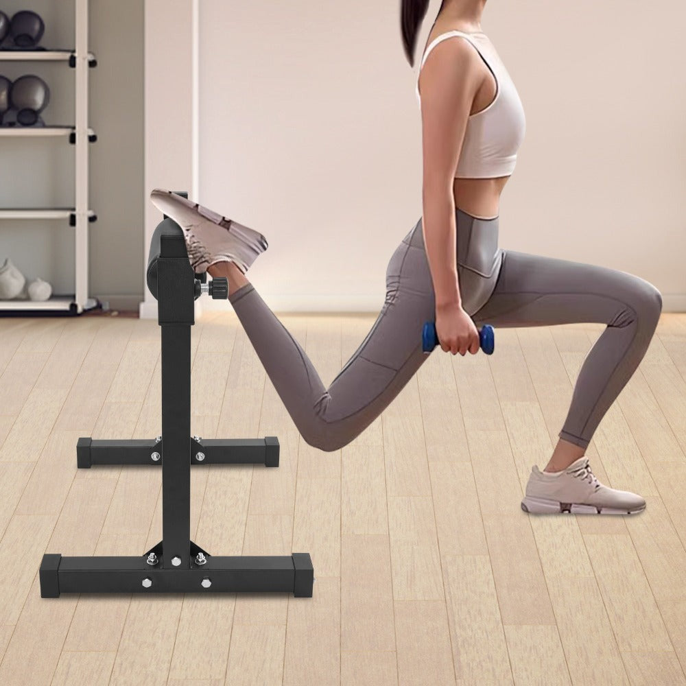Soporte de sentadilla con pierna ajustable con rueda - Negro, 60,96x56,64x67,06cm, gran capacidad de carga (199,58KG), alfombras antideslizantes, perno de ajuste de altura, ideal para gimnasios y lugares de fitness en casa, sin batería