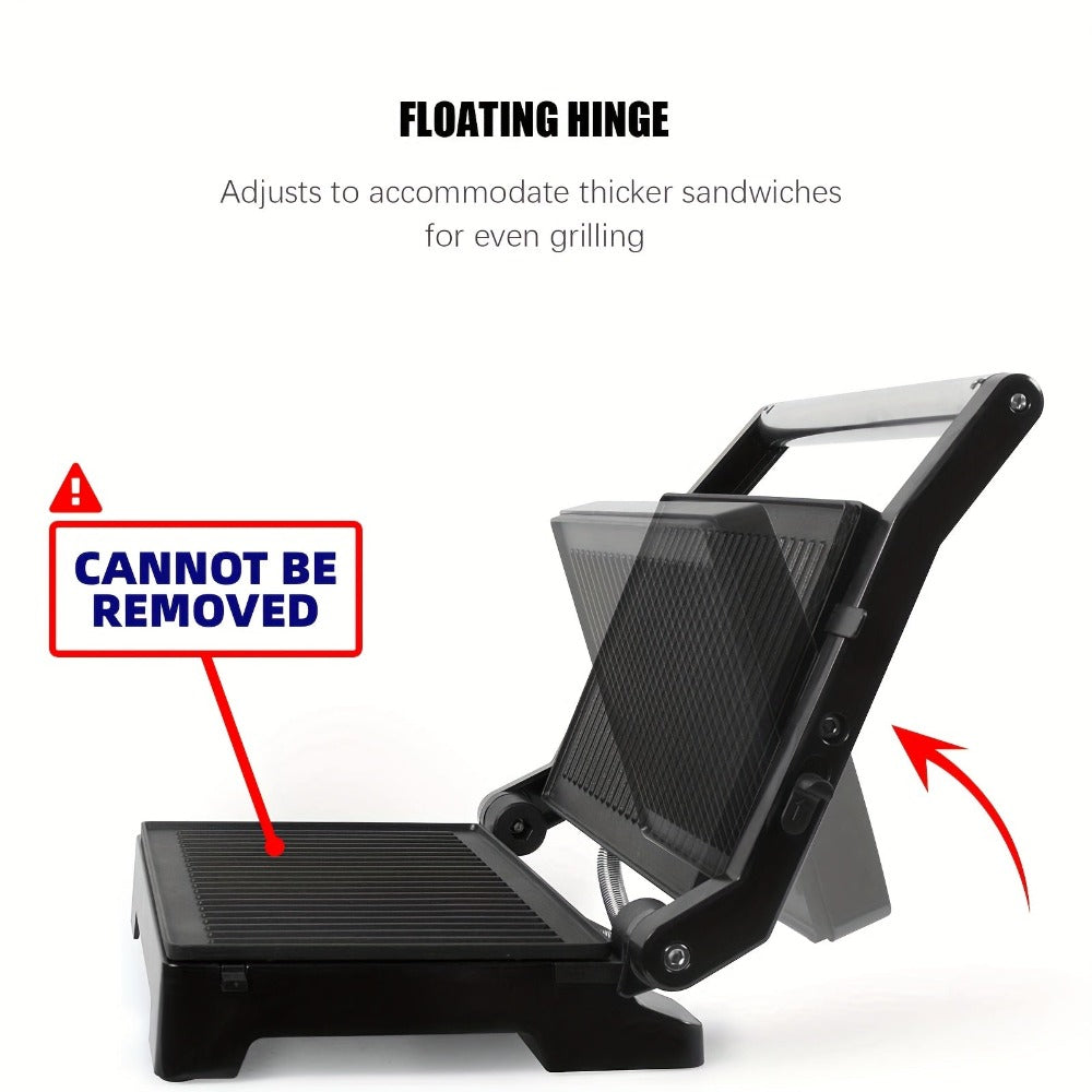 Parrilla de Mesa, Máquina para Paninis y Sándwiches, Placas de Doble Parrilla, Parrilla de Contacto Abierta de 180 Grados, 1000 W, Recubrimiento Antiadherente, Mangos Aislados, Carcasa de Acero Inoxidable