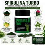 Spirulina Turbo – Suplemento Dietético a Base de Espirulina – 60 Tabletas Veganas de 500 mg – Apoyo para la Rutina Diaria y el Bienestar