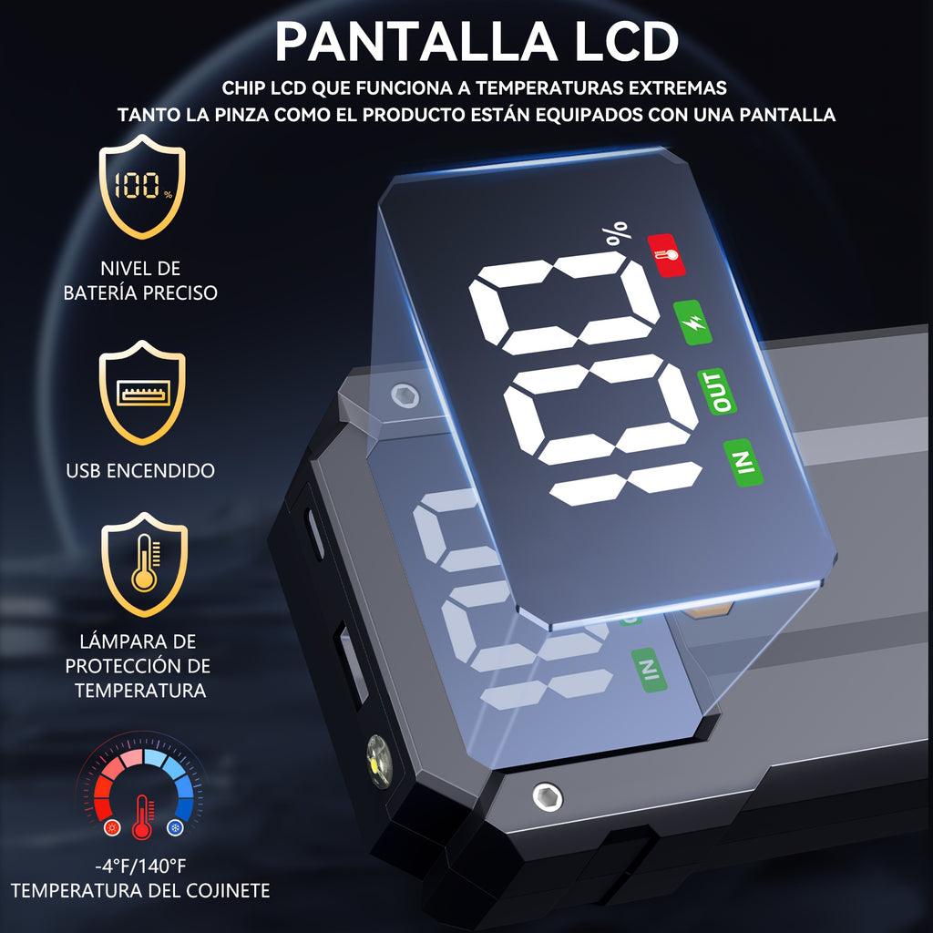 Arrancador de Coche 7000A con Linterna LED, Pantalla LCD Grande, Pack de Refuerzo de Batería de Emergencia para Coche de 12V, Jump Box, Cargador Portátil Power Bank