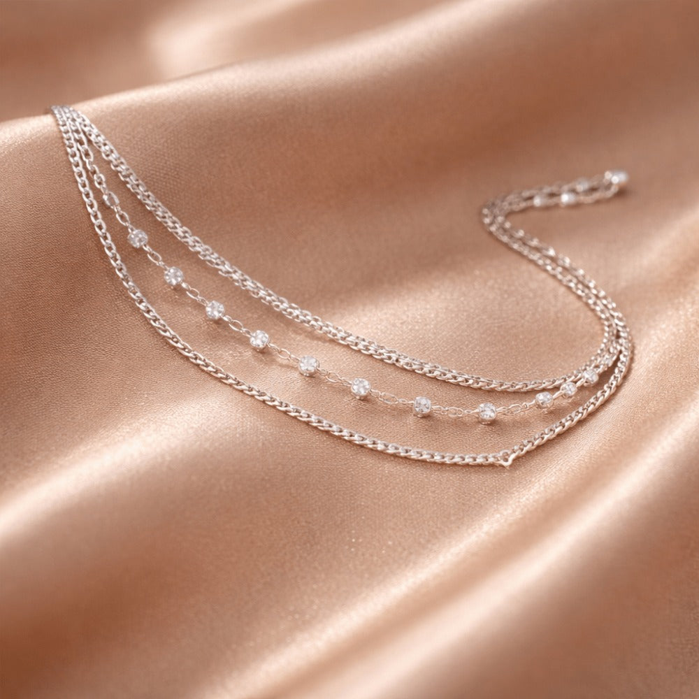 Pulsera de Plata 925 para Mujeres, Pulsera de Amistad Ajustable, Multicapa - Joyería Creativa para Mujeres, Regalo para San Valentín, Cumpleaños, Navidad