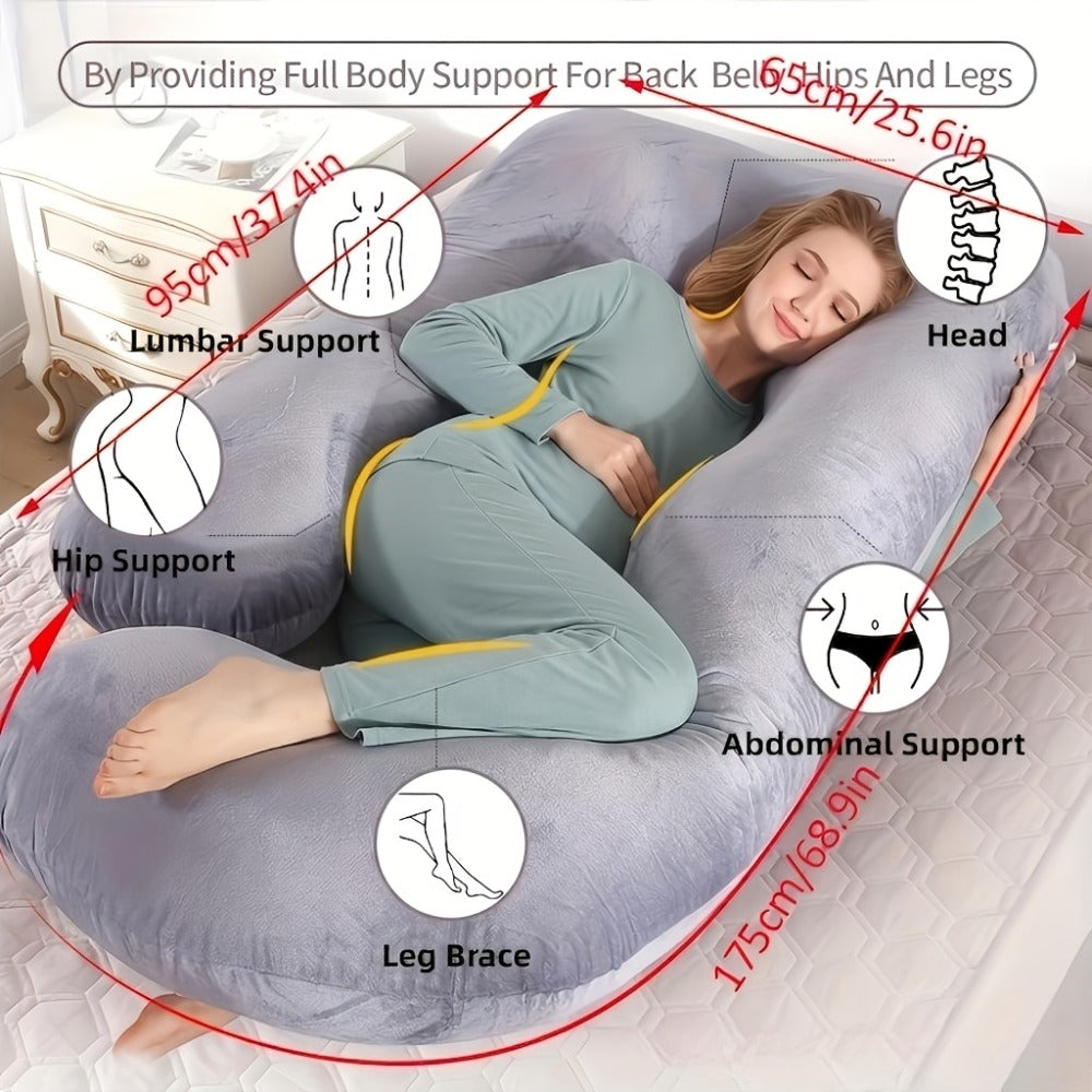 Almohada para Mujeres Embarazadas, Almohada Lateral de Protección Lumbar, Soporte de Embarazo en Forma de C Extraíble y Lavable, Soporte Ergonómico para la Cintura, Suave y Duradera, Sueño Cómodo, Ideal para Regalos de Navidad, Halloween y Acción de Graci