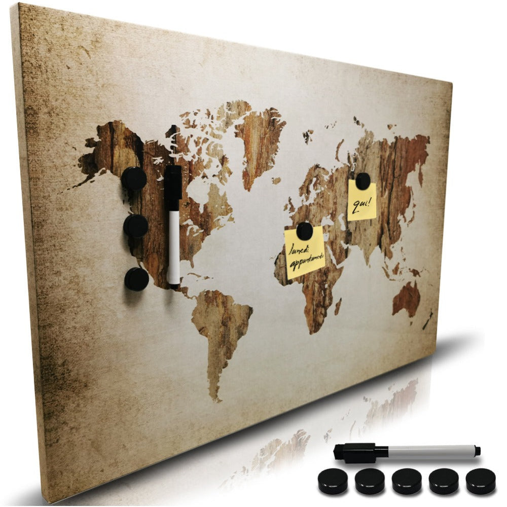 BAKAJI Pizarra Blanca Magnética con 5 Imanes y 1 Marcador, Tablero de Notas Montado en la Pared, Ideal para Cocina, Sala de Estar, Entrada, 60 x 40 cm