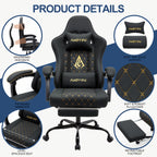Silla de oficina | Silla de gaming Andyou con reposapiés, silla ergonómica de ordenador para juegos, silla de tarea giratoria y ajustable con