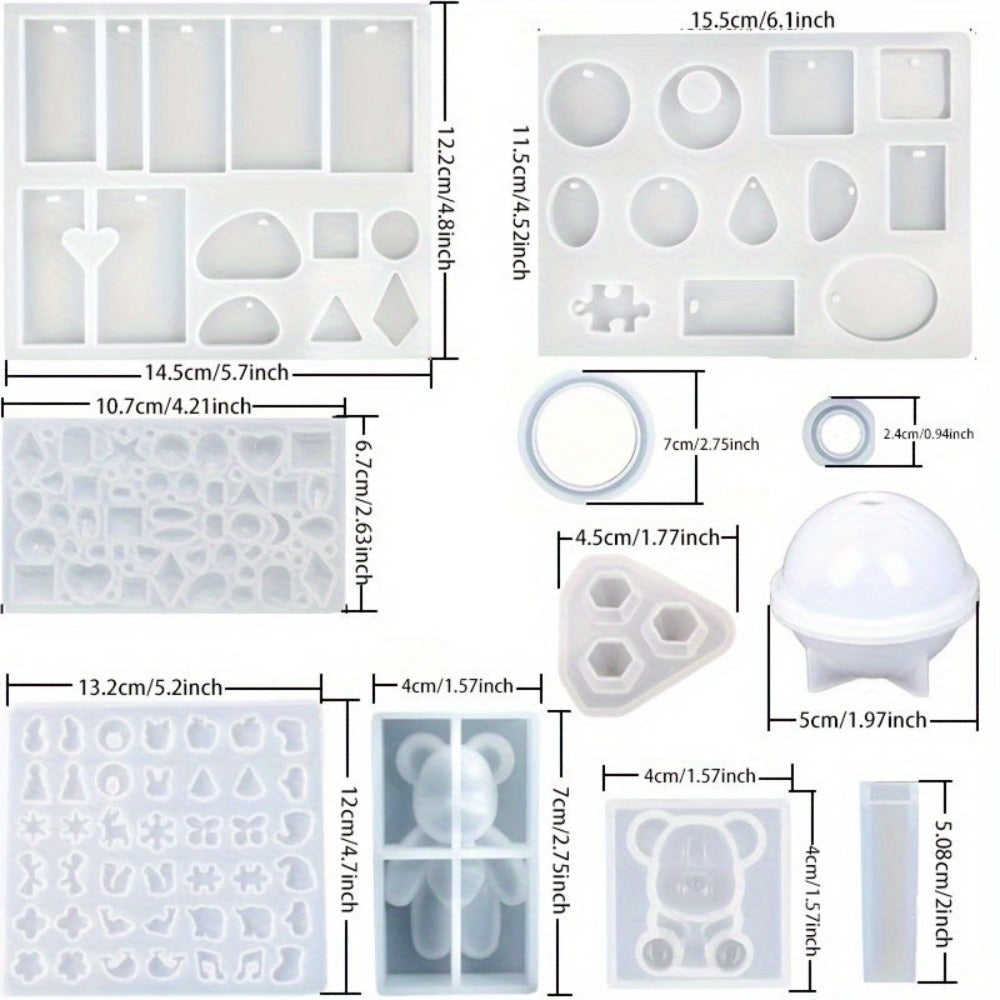 Kit de 384 Moldes de Silicona para Resina de Fundición, Ideal para Crear Joyas como Colgantes, Collares, Aretes y Diseños Geométricos para Proyectos