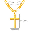 Collar con colgante para hombre de plata 925, cadena Figaro minimalista chapada en oro de 18K con colgante de cruz 3D, regalo perfecto para él, regalo para el Día del Padre, en caja de regalo