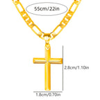 Collar con colgante para hombre de plata 925, cadena Figaro minimalista chapada en oro de 18K con colgante de cruz 3D, regalo perfecto para él, regalo para el Día del Padre, en caja de regalo