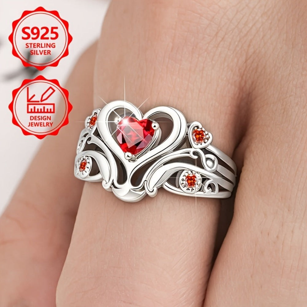 Plata de ley 925 PM:E27 - Un exquisito anillo de moda para mujer, elegante y con estilo, adornado con circonita cúbica sintética brillante. Esta joya de alta gama para mujer es perfecta para vacaciones, uso diario y un regalo conmemorativo ideal para amig
