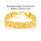 ARTPAGE, Plata 925, Pulsera Tejida Dorada para Mujer, Moderna y a la Moda, Utilizando un Cierre de Langosta Seguro y Confiable, Ideal como Regalo de Cumpleaños, Navidad, San Valentín, Día de la Madre, Presentada en una Exquisita Caja de Regalo