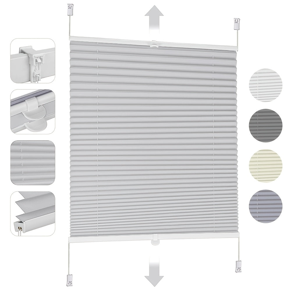 Estor enrollable | Persianas opacas plisadas con cordón Sekey para cubrir ventanas - Instalación sin taladro, estores enrollables de bloqueo con