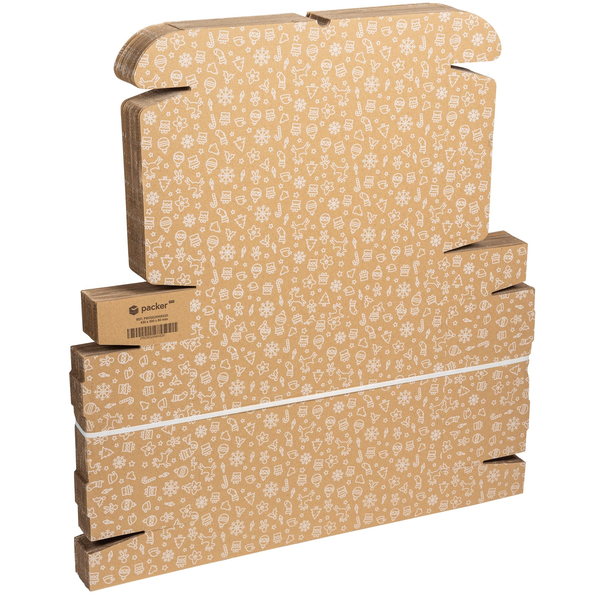 Caja Cartón Envío Navidad, Caja Cartón Navidad Automontable de Cartón Kraft, Caja Regalo - Packer PRO