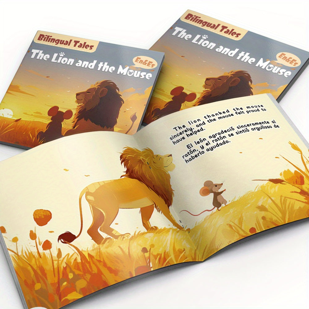 Un libro de cuentos bilingüe con El León y el Ratón | Una historia inmortal para niños | Temas de amistad y bondad | Descubre valores morales