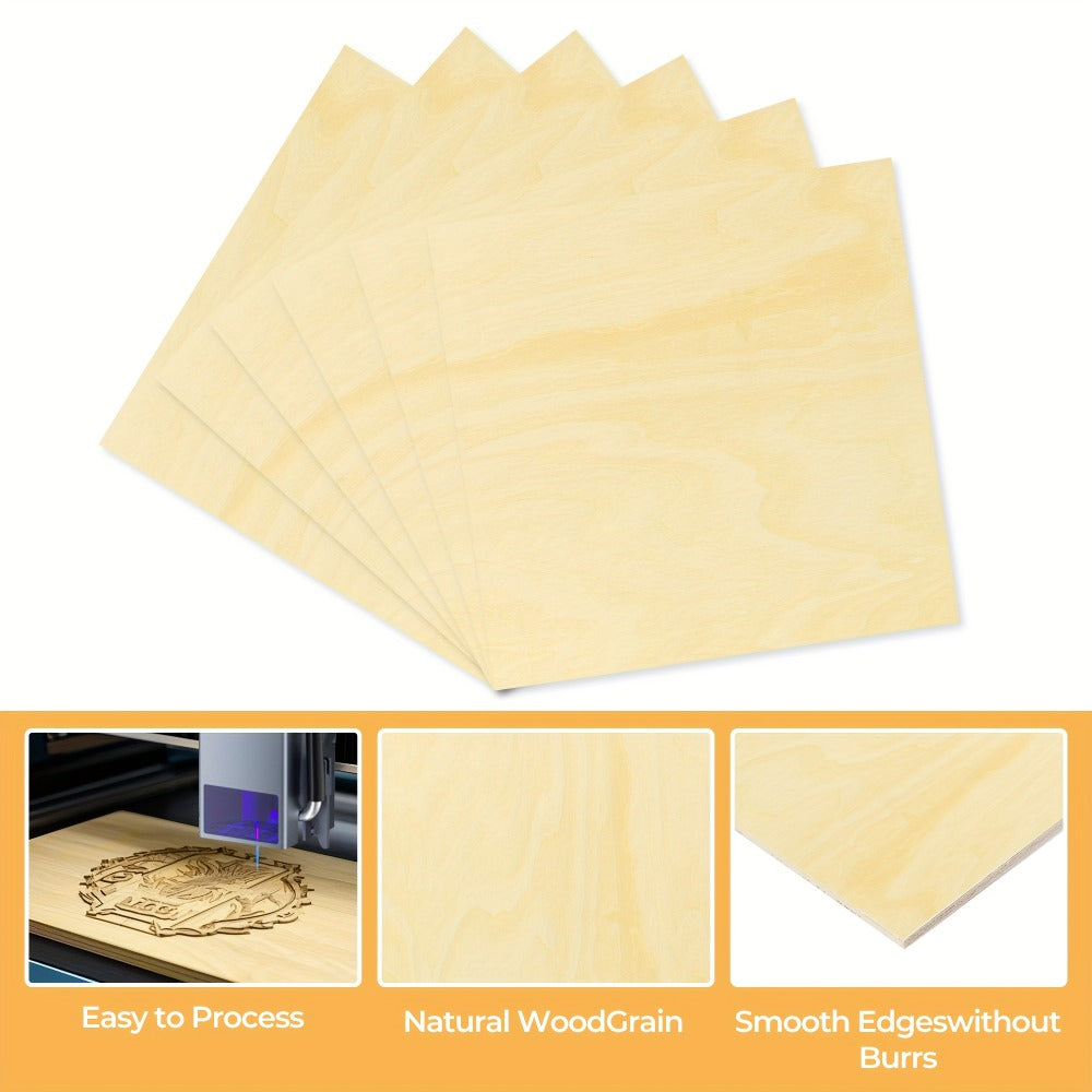 10pcs/300*300*6mm Tablas de Tilo de Alta Calidad para Artesanías, Aficiones, Modelismo, Tallado en Madera y Proyectos con Láser, Proyectos Escolares, Proyectos de Manualidades