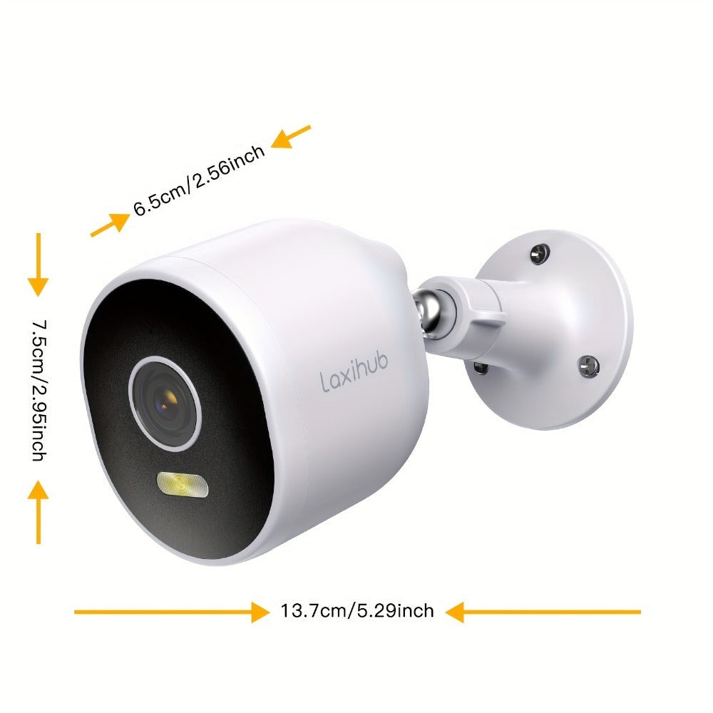 1/2/4 piezas Laxihub 3MP 1296P Cámaras de seguridad Wi-Fi para exteriores, Cámara interior para seguridad del hogar, para vigilancia de puertas domésticas, Audio bidireccional, Almacenamiento en la nube/tarjeta SD, Visión nocturna a todo color, Cámara dig