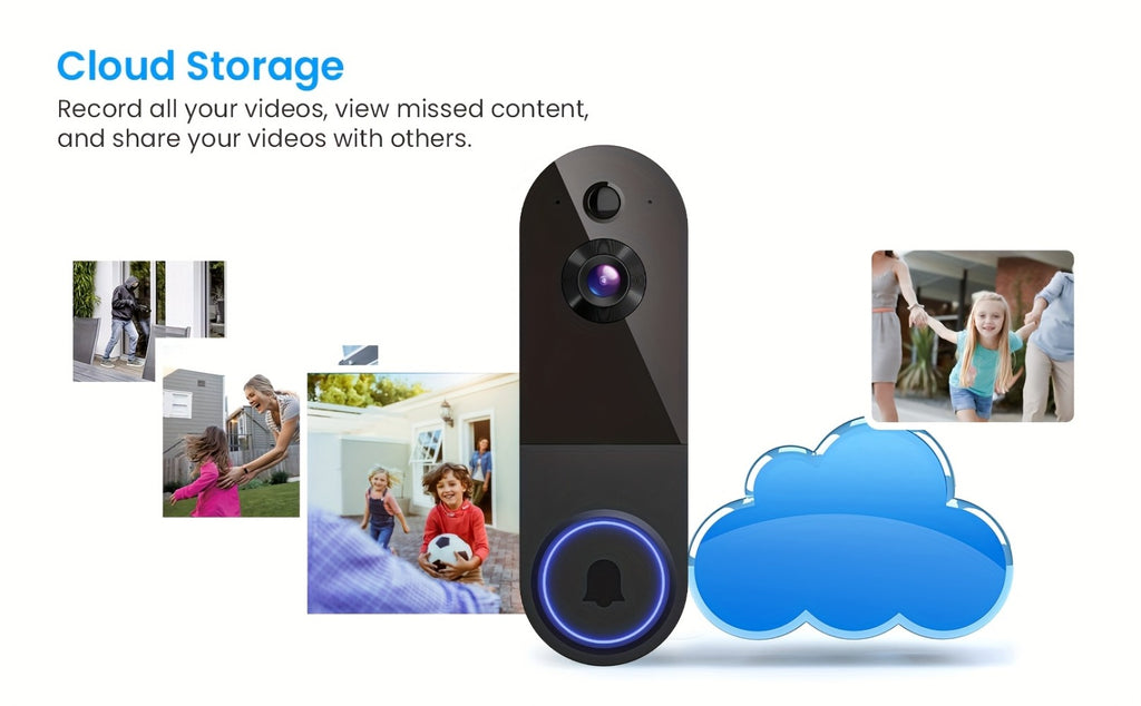 Cámara de Timbre de Video Inalámbrica Wi-Fi 2K, Alimentada por Batería, Detección de Personas con IA, Vista en Vivo, Visión Nocturna, Almacenamiento en la Nube, Solo WiFi 2.4G, Cámara de Vigilancia para Sistema de Seguridad del Hogar