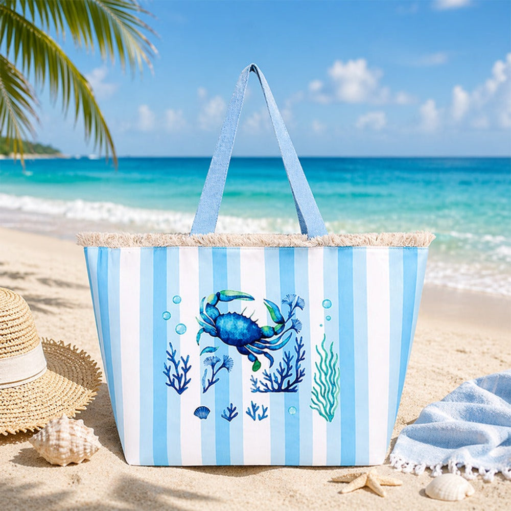 Bolso Tote de playa con estampado de animales marinos, bolso de gran capacidad para mujer, bolso bandolera, ideal para playa, piscina, viajes y uso diario