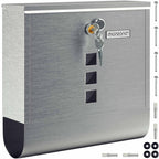 Buzón MONZANA® con Cerradura Cruzada, Cilindro de Cobre, Tapa Giratoria, 31x10x34 cm, Ventana de Visualización, Placa de Identificación, Compartimento para Periódicos, Fácil Instalación, Acero Aleado, 2 Llaves, Caja de Correo