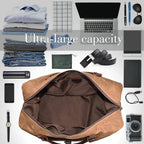 Bolso de viaje retro y de fin de semana para hombre, bolso de fin de semana grande unisex para acampada y pernoctación, equipaje de mano unisex vintage, marrón