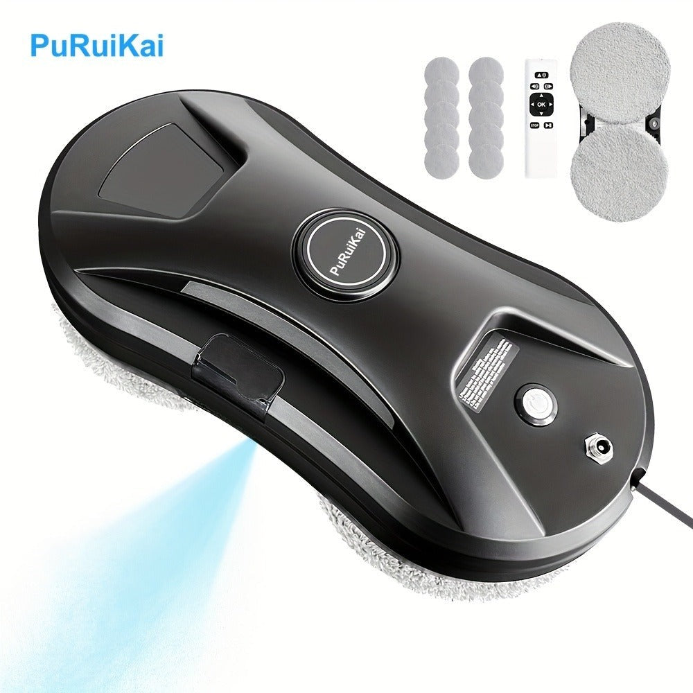 PuRuiKai 11 Almacén Local Robot Limpiador de Ventanas Inteligente, Robot Automático de Limpieza de Vidrios con Control Remoto y Rociado de Agua, Ideal para Hogar, Oficina, Edificios Altos, Regalo de Halloween y Navidad