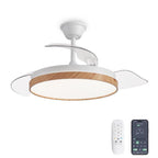 Ventilador de Techo con Luz LED Aspas Retráctiles, SPTO-2, 3 Tonalidades, Control Remoto, 6 Velocidades, Motor DC Silencioso, Temporizador, Sin WiFi