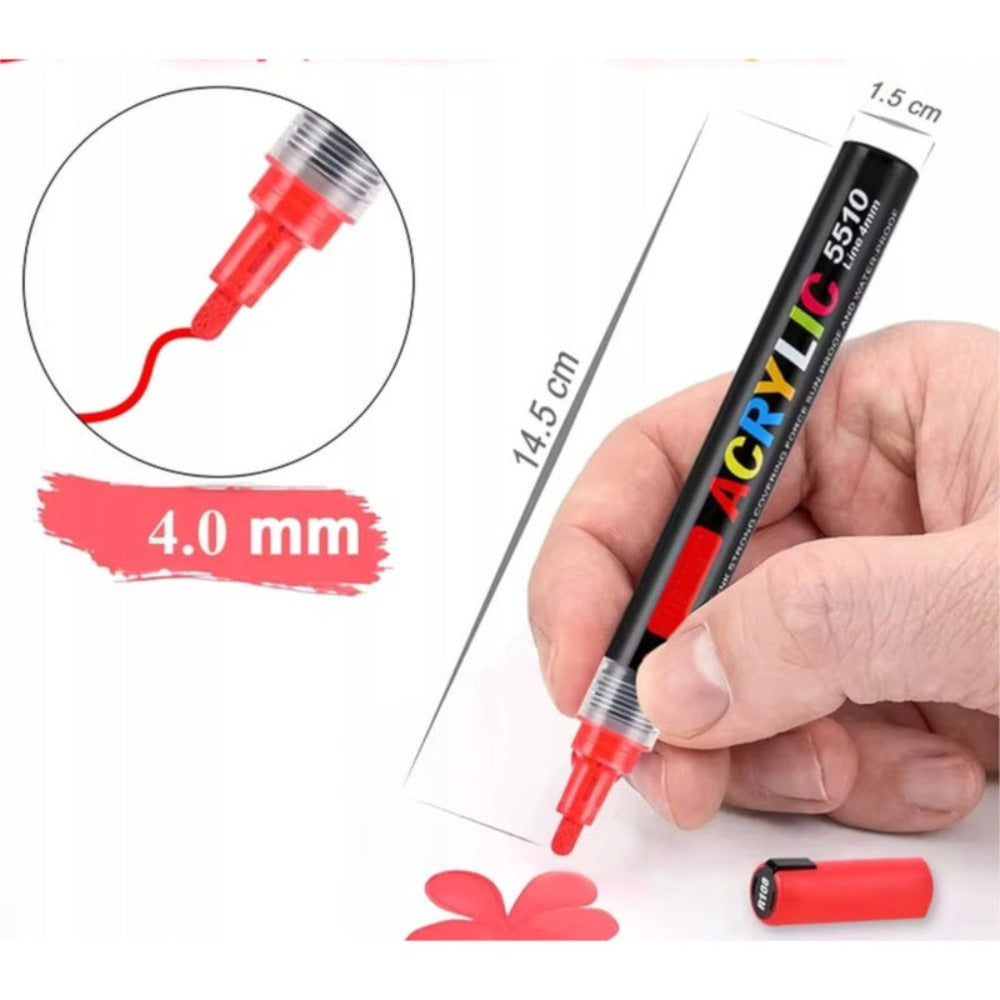 Rotuladores Acrílicos de Pintura, Juego de 12 Piezas, Impermeables