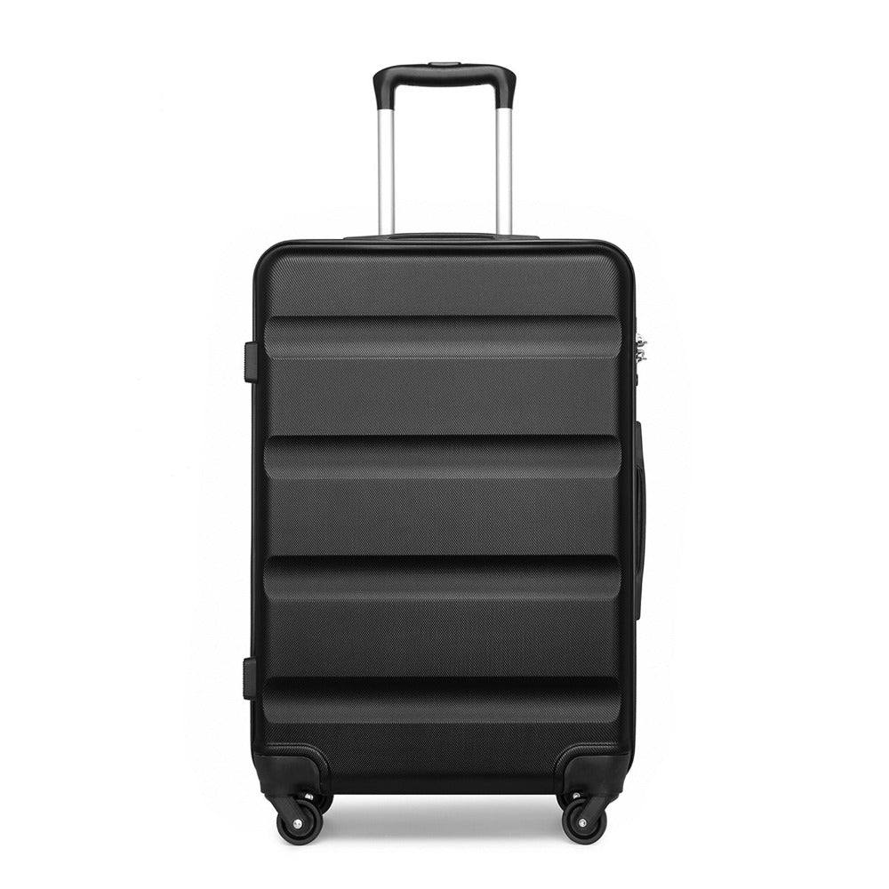 3 piezas de conjunto de maleta negra Diseño horizontal ABS carcasa dura con cerradura TSA rueda giratoria