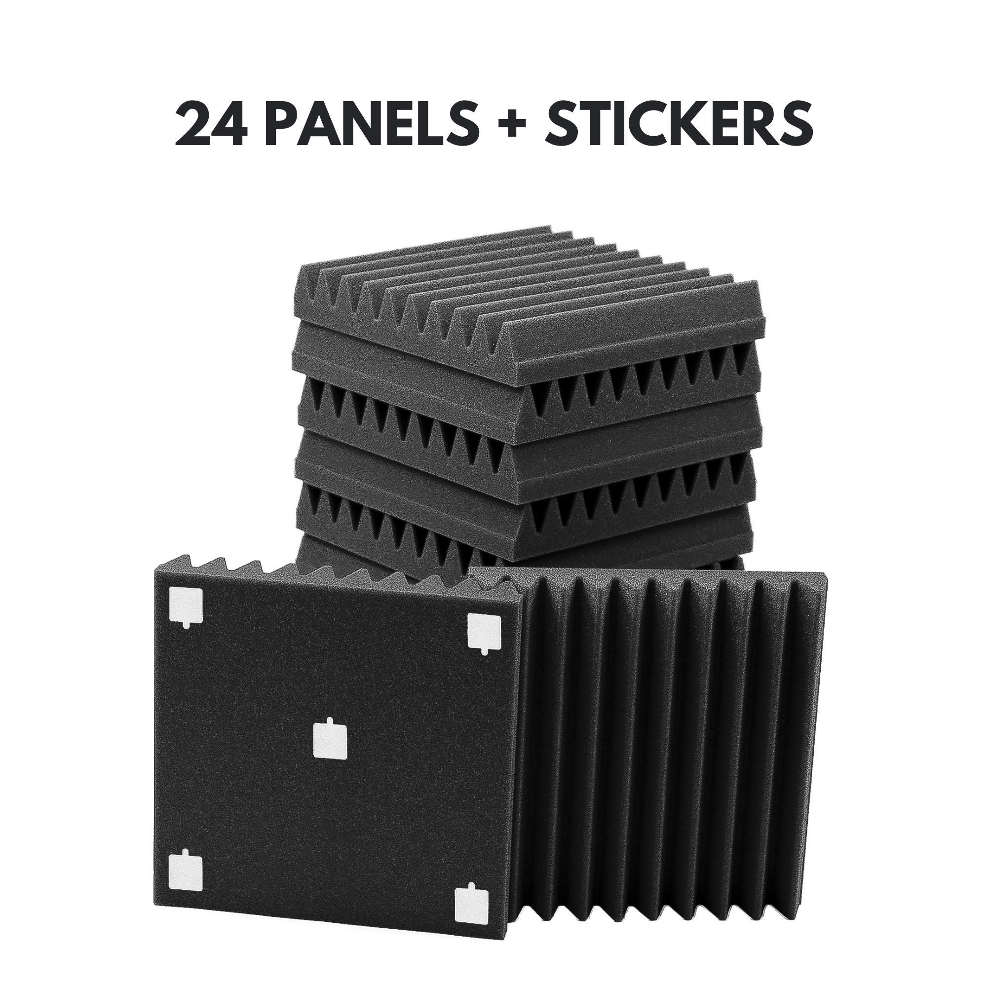 24 Paneles acústicos de alta densidad para insonorizar, 30x30x5 cm, absorbentes de sonido de espuma acústica, aislante acústico para Estudios de Grabación, Salas de Música, Oficinas, Espacios de Juegos, Podcasts, Aulas, Cines en Casa y Paredes de Dormitor