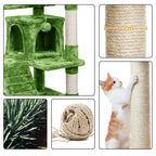 Costoffs Poste para Rascar de Gatos de 138 cm, Árbol Resistente con Pelota de Juego y Cueva para Gatos, Torre de Rascado y Escalada para Gatos, Casa para Gatos