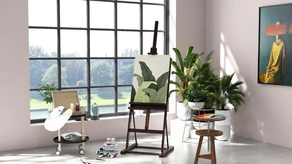 Vinsetto Caballete de madera ajustable en altura 171-230cm Caballete de pintura con almacenamiento de inclinación ajustable 80 máx. marrón