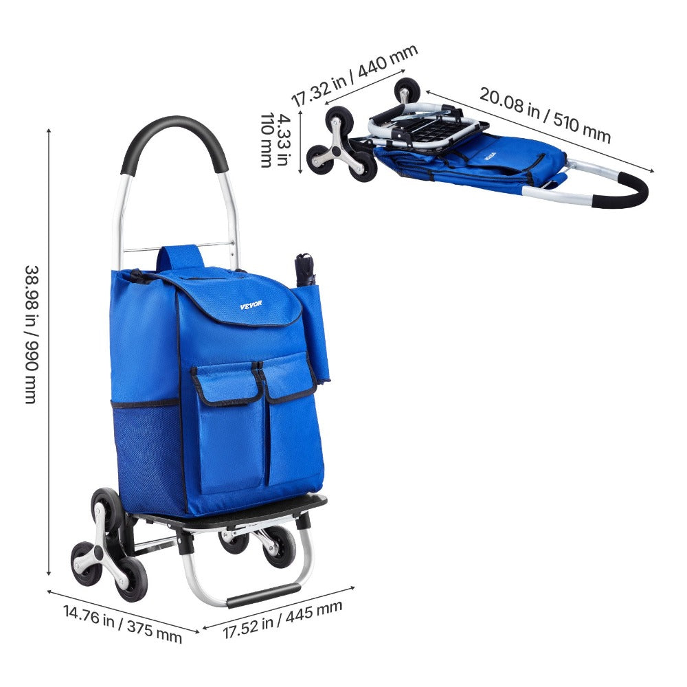 Carrito de Escaleras Plegable VEVOR con 6 Ruedas y Bolsa de Almacenamiento de 36L