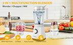 Batidora de Gran Capacidad de 1500ML, Procesador de Alimentos 3 en 1, Picadora de Carne, Licuadora para Cocina Casera y Verduras, Jugos Saludables para el Hogar, Smoothie, Sorbete, Batido, Ice Slushie
