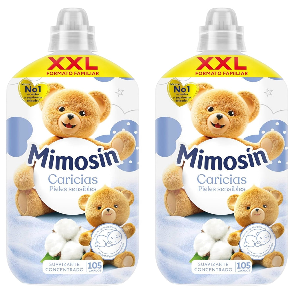 Mimosin Caricias Pieles Sensibles Suavizante Concentrado para Ropa 1785 ml (105 Lavados) – Cuidado Suave y Fragancia Duradera