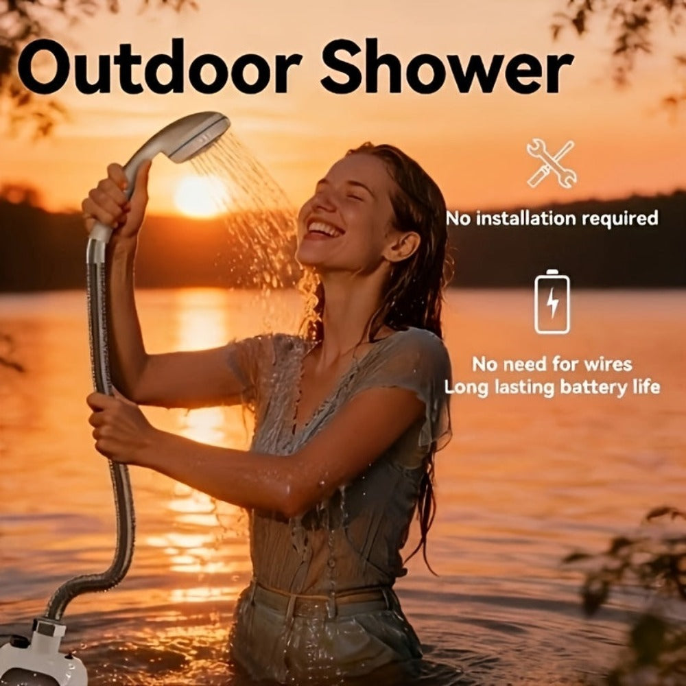 Bomba de ducha de camping recargable portátil multifuncional - Cabezal de ducha para exteriores de 2000 mAh, puede extraer agua de un cubo, adecuada para camping, viajes, baño de mascotas, lavado de coches y jardinería | Bomba de ducha de camping de mano,