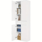 1pc Archivador Vertical, Gabinete con Puertas de Cajones, Gabinete de Almacenamiento Multifuncional, Gabinete de Oficina, Armario, Gabinete Alto, Blanco