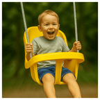 Colgacama tipo cubo para niños con cinturón de seguridad y cuerdas ajustables, asiento con respaldo alto y protección lateral, polipropileno duradero resistente a las condiciones climáticas y radiación UV, colgacama fácil de limpiar para el jardín, terraz