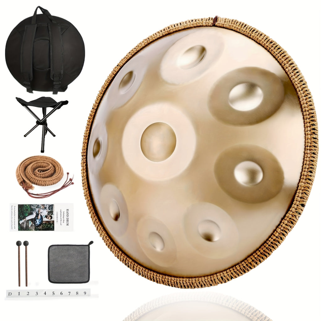 Set de Handpan 440Hz, Tambor de Lengüetas de Acero de 10 Notas para Principiantes, Kit Completo con Bolso, Mazos y Clases, Perfecto para Meditación, Yoga y Terapia del Sonido