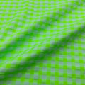Tela Seersucker, 60% Algodón, 40% Poliéster Reciclado GRS, Camisería, Prendas Moda, Cuadros Vichy, verde Flúor