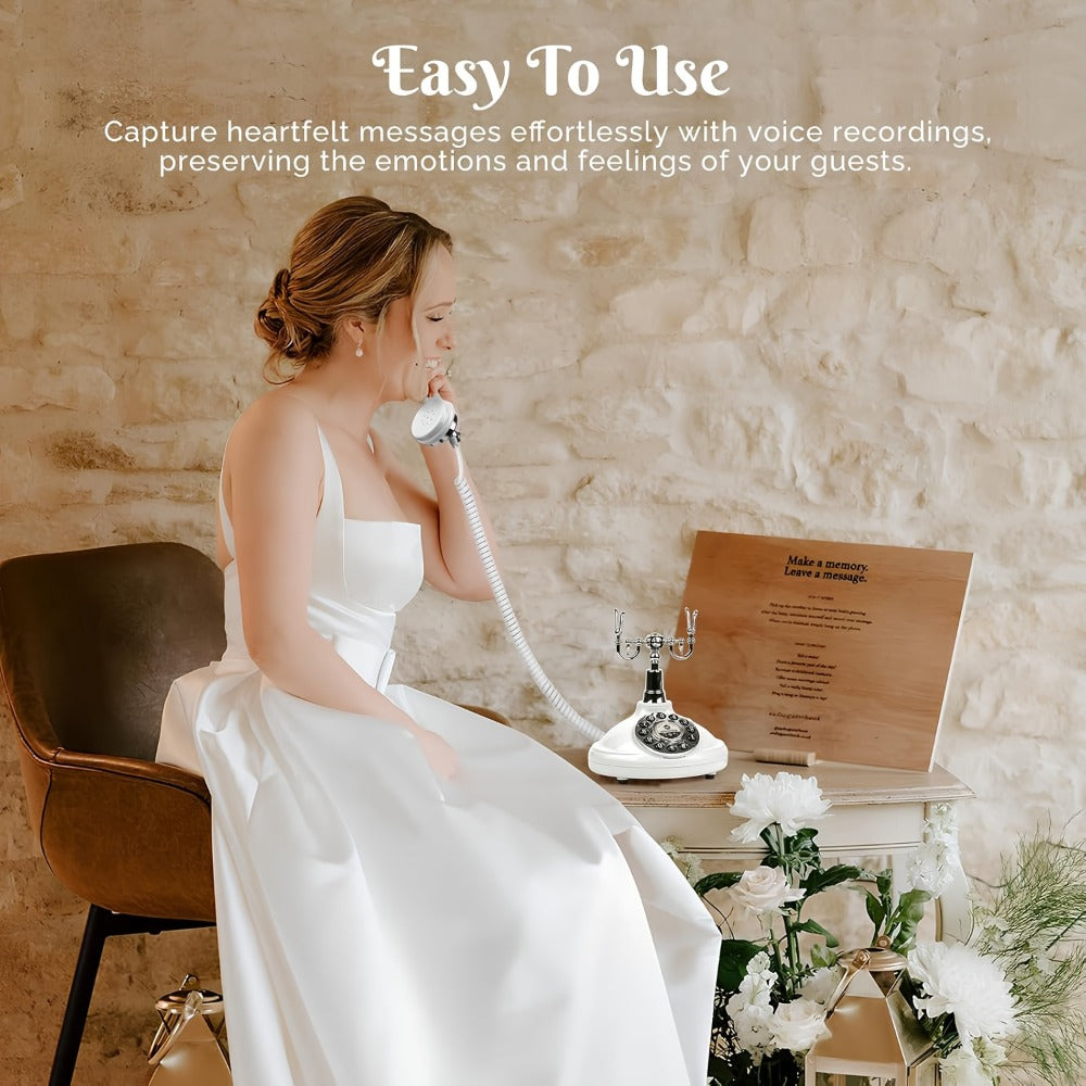 1 Teléfono de Audio Único para Libro de Visitas - Grabar Mensajes de Voz, Dejar Deseos Sentidos, Teléfono Original para Libro de Visitas para Bodas, Fiestas, Reuniones - Guarda Recuerdos para Siempre