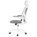 Silla de Oficina con Función de Inclinación de 105°, Silla de Oficina Ergonómica con Soporte Lumbar, Reposacabezas y Reposabrazos Ajustable, Silla Giratoria, Silla de Oficina de Altura Ajustable 120Kg, Blanca