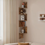 Estante esquinero de 5 niveles, estante de pared, estantería para esquinas, soporte para plantas, adecuado para dormitorio, sala de estar y baño, estantes esquineros