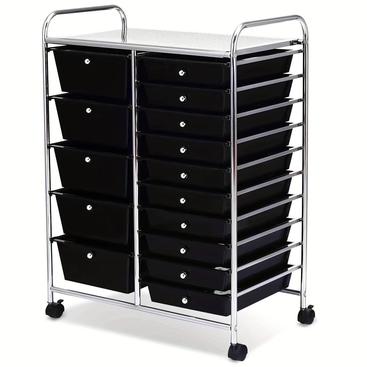 Carro de Cajones Rodante de 15 Niveles: Cajones Extraíbles, Ruedas Bloqueables - Organiza Libros/Papelería, Multiusos para Hogar/Oficina/Escuela/Manualidades, Multicolor