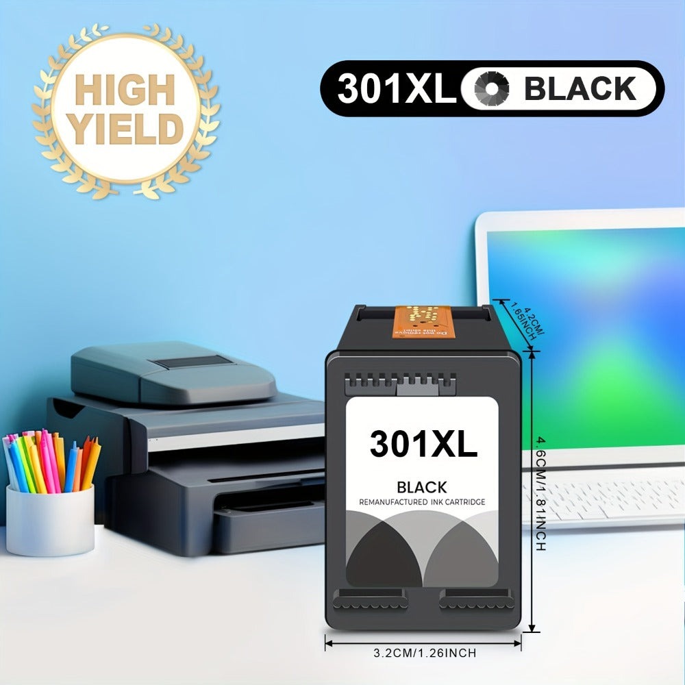 Cartuchos de tóner de repuesto compatibles con HP 301XL para impresoras HP Deskjet 1110/1111/1112, Envy 4510/4511/4512, Officejet 3830/3831/3832, 4650/4652/4654 - Recarga de tóner compatible, sin piezas electrónicas, reemplazo económico