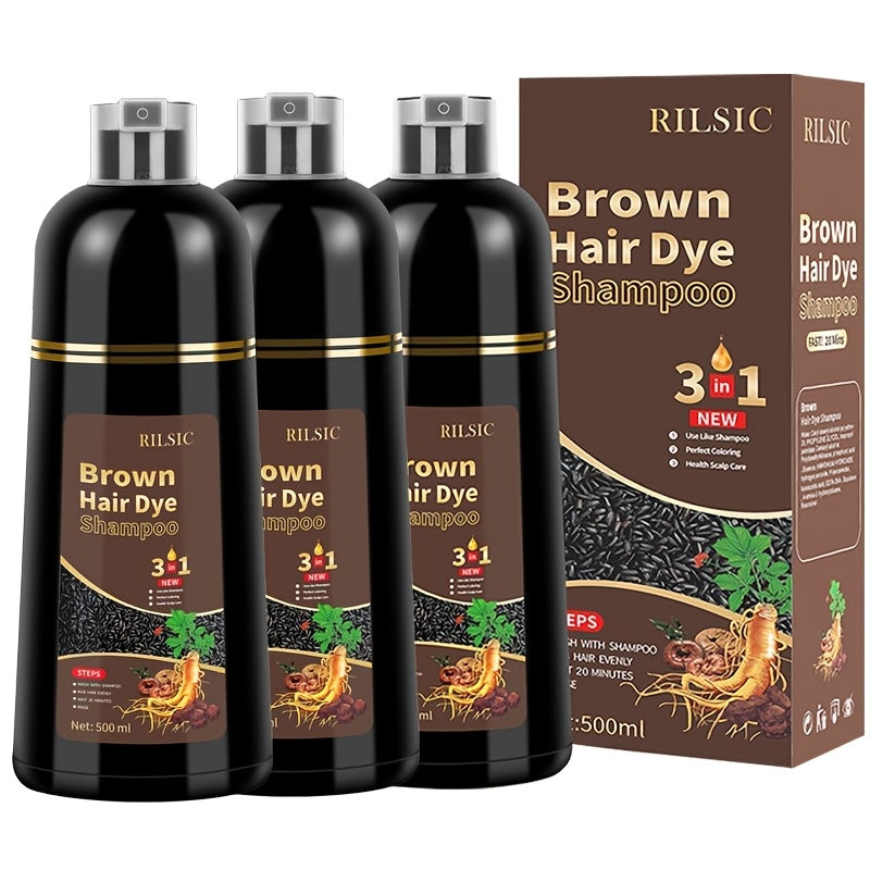 Set de Navidad Imprescindible: 3 Champú Tintorero, 3 en 1, Apto para Hombres y Mujeres, Tinte Instantáneo, 100% Cobertura de Canas, Resultados en Minutos, Para Ambos Sexos, Ingredientes Naturales, Fórmula Sin Amoniaco, Larga Duración 30 Días