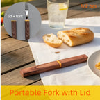 Juego de utensilios de viaje marrones de 2/4/8 juegos | Cubiertos para camping al aire libre | Utensilios reutilizables para el almuerzo en la oficina | Tenedor de mesa portátil y cubiertos con mangos de plástico con grano de madera | Regalos de Navidad p
