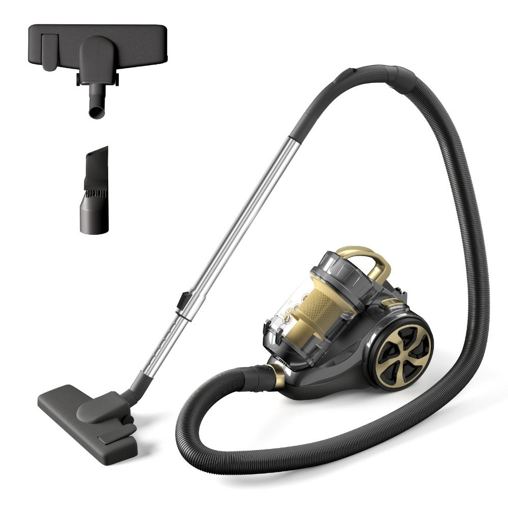 SUPERLEX Aspiradora de Cilindro, Capacidad de 2L, Succión Multiciclónica, Filtro HEPA, Cable de Alimentación de 5m, Manguera de 1.5m, Herramienta de Ranuras 2 en 1, Cepillo de Piso Eficiente [Limpieza Potente para el Hogar] Ideal para Pisos, Alfombras, So