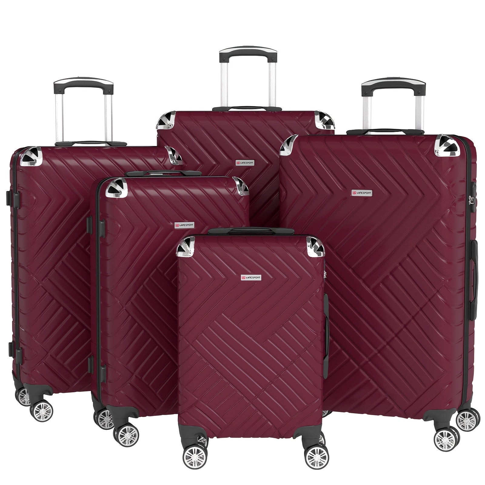 Juego de 5 maletas para vacaciones, viajes de negocios y familiares, juego de maletas rodantes duraderas y ligeras con múltiples tamaños disponibles, mango telescópico, opcional en 10 colores incluyendo negro, rojo, azul, gris, verde, etc.
