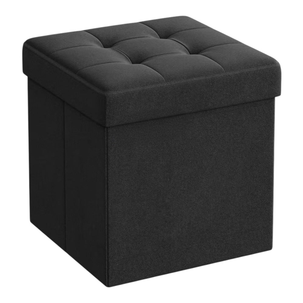 Puff o Banco de almacenaje Plegable | Taburete Reposapiés Otomana | Baúl de Almacenamiento | Taburete Reposapiés.para Cama, Dormitorio, salón, Comedor o Recibidor | 38x38x38cm | Soporta 300kg.
