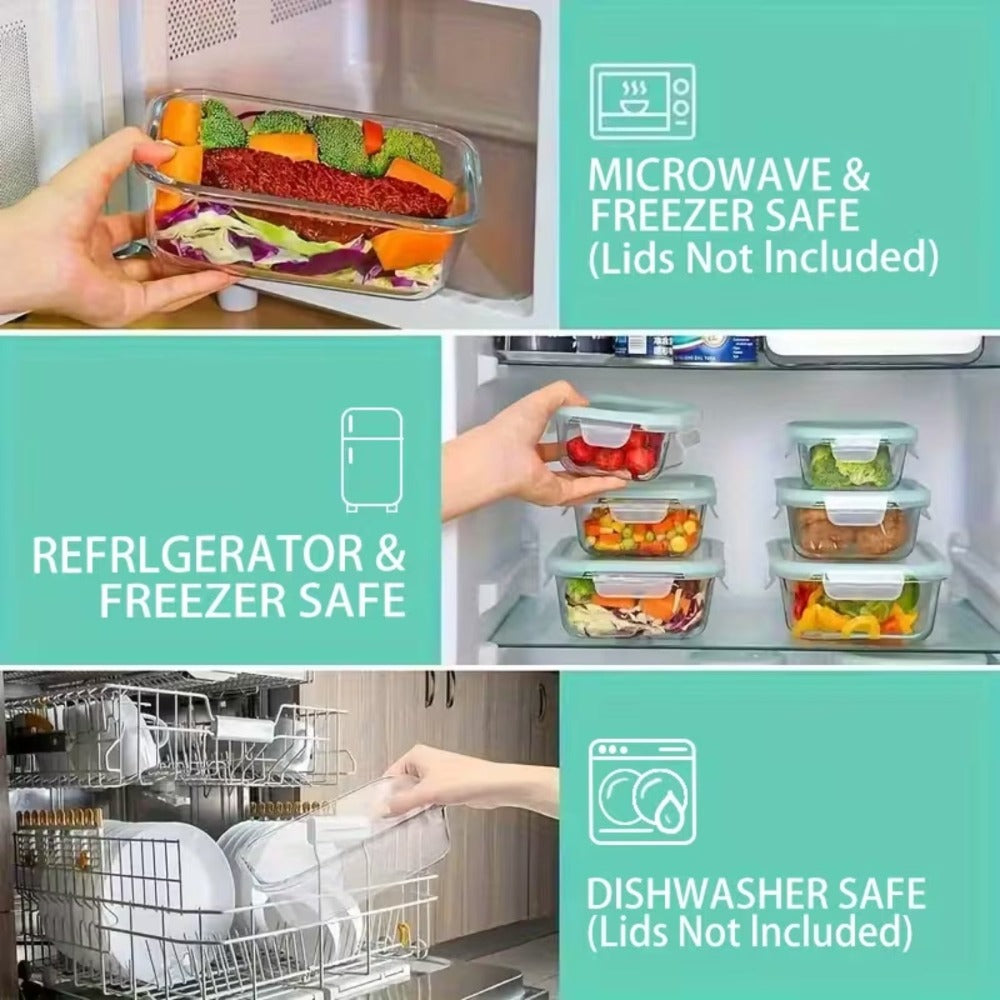 Paquete de 8 recipientes de vidrio para almacenar alimentos con tapas herméticas, recipientes de vidrio para preparar comidas, para almuerzo de oficina, aptos para microondas, horno, congelador y lavavajillas