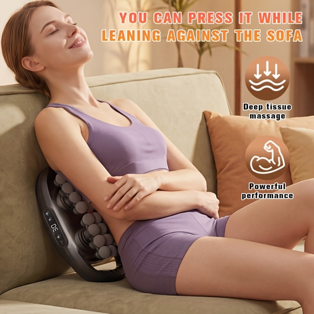 Masajeador multifuncional de 12/42 cabezales, masajeador eléctrico corporal, compresa caliente, relaja músculos, apto para cuello, hombros, espalda y piernas, 9 modos de ajuste, pistola masajeadora, apto para fitness en casa, deportes al aire libre, relaj